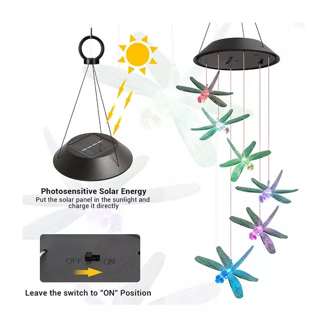 Colgante de libelula solar