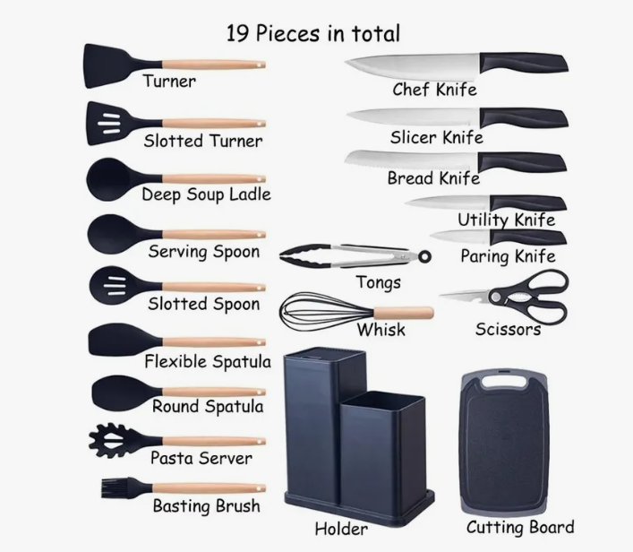 Set utensilios de cocina de 19 piezas