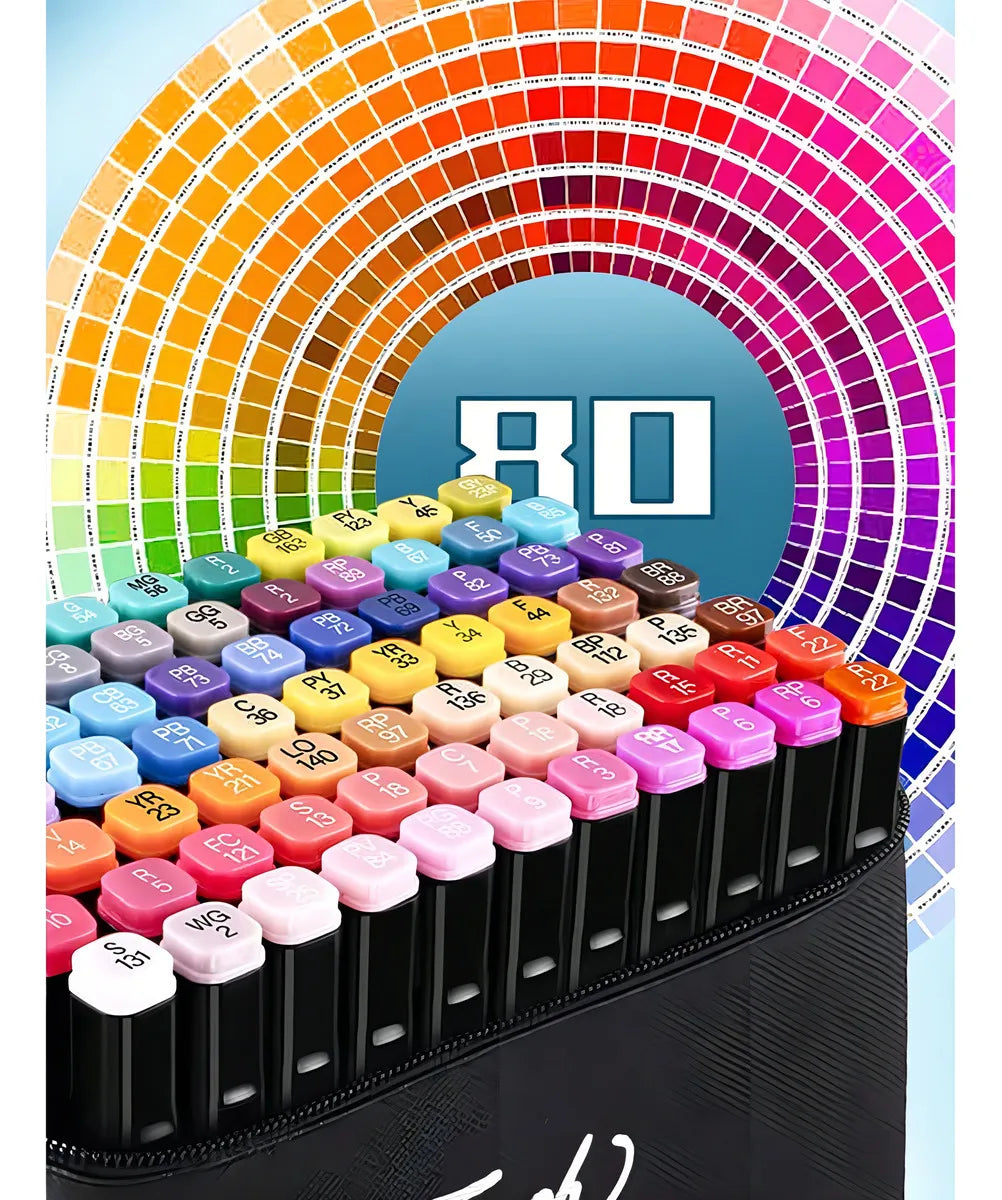 Marcadores doble punta 80 pcs