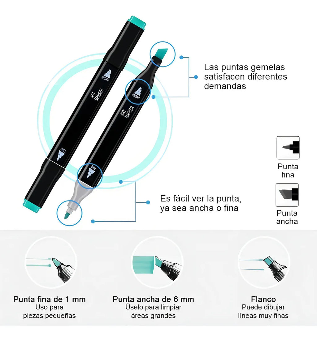 Marcadores doble punta 80 pcs