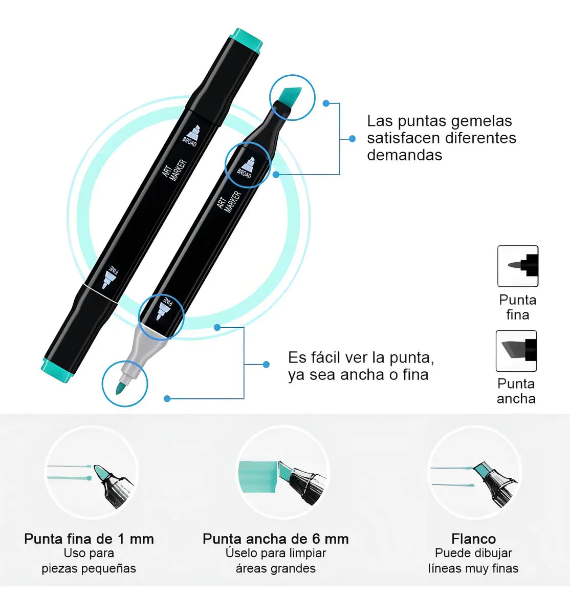 Marcadores doble punta 80 pcs