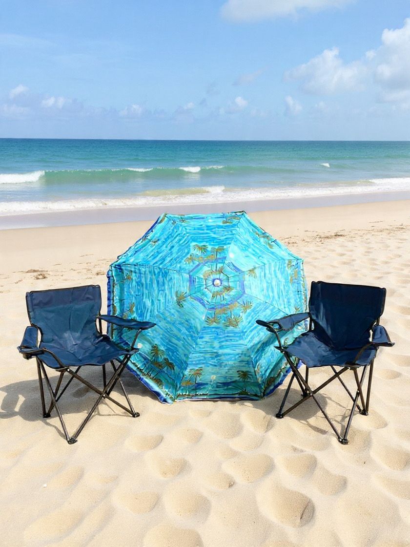 PACK DE 2 SILLAS CAMPING CON SOMBRILLA  160CM CON FILTRO UV