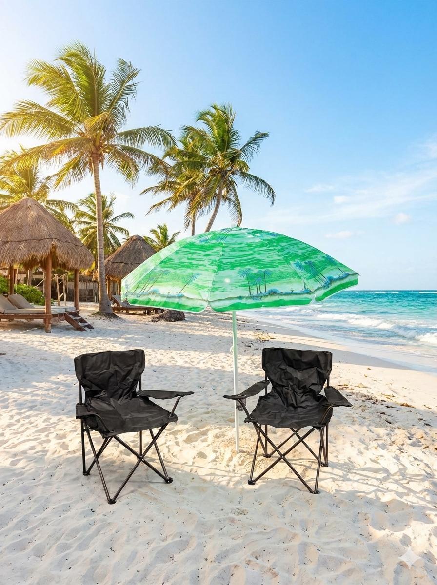 PACK DE 2 SILLAS CAMPING CON SOMBRILLA  160CM CON FILTRO UV