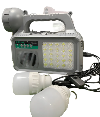 Kit Solar lampara, radio, parlante, batería de celular